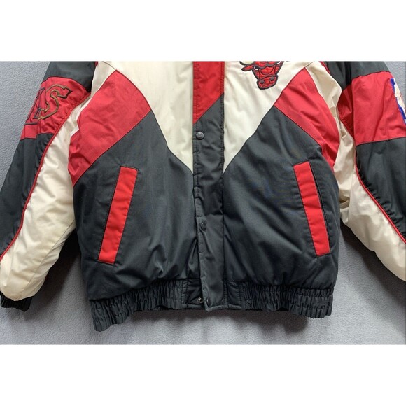 Vintage 90s NBA Chicago Bulls Pro Player Puffer Jacket NBA Full Zip Size M rare - Picture 8 of 16